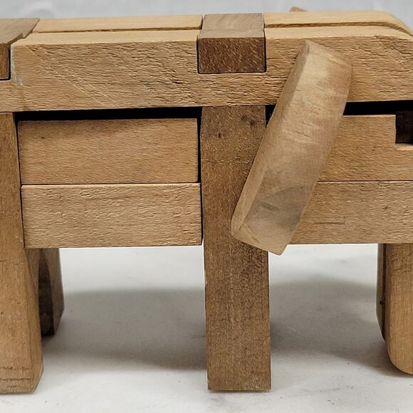 VTG Kumiki Wooden Elephant Interlocking 3D Puzzle Brain Teasers Japanese Signed - Picture 13 of 14